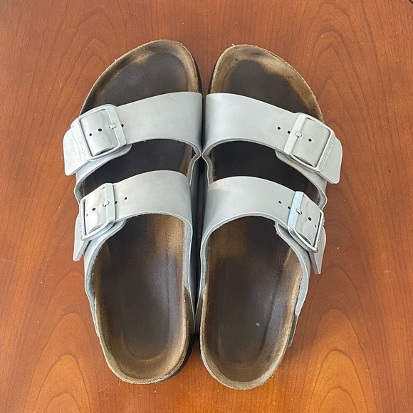 Birkenstock Arizona Silver Birko-Flor Soft Footbed Slide Sandals | EU 39 - Picture 7 of 8